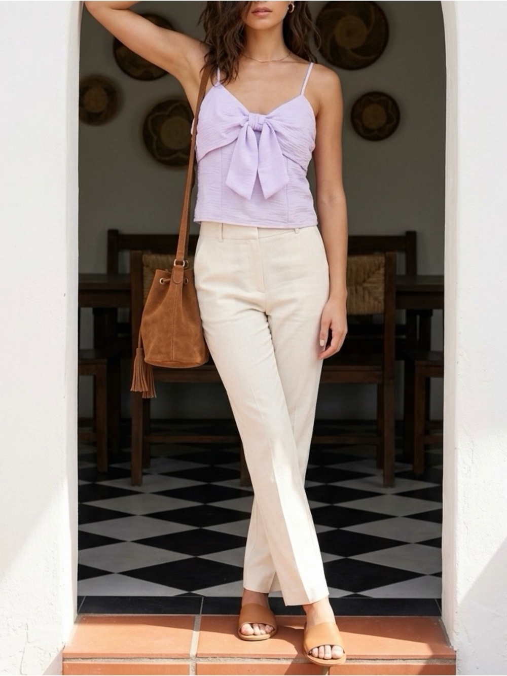 Lilac Bow Front Cami Top